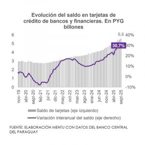 Grafico del saldo en tarjetas de credito y financieras en Paraguay